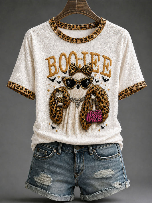 Women's Glam Ghost Print Casual T-Shirt