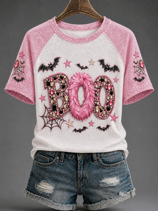 Women's Glam Ghost Print Casual T-Shirt