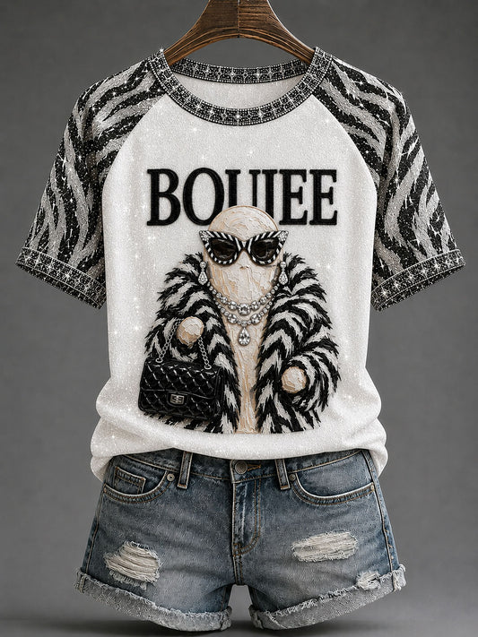 Women's Glam Ghost Print Casual T-Shirt