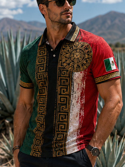 Men's Mexican Independence Day Commemorative Art Print Polo