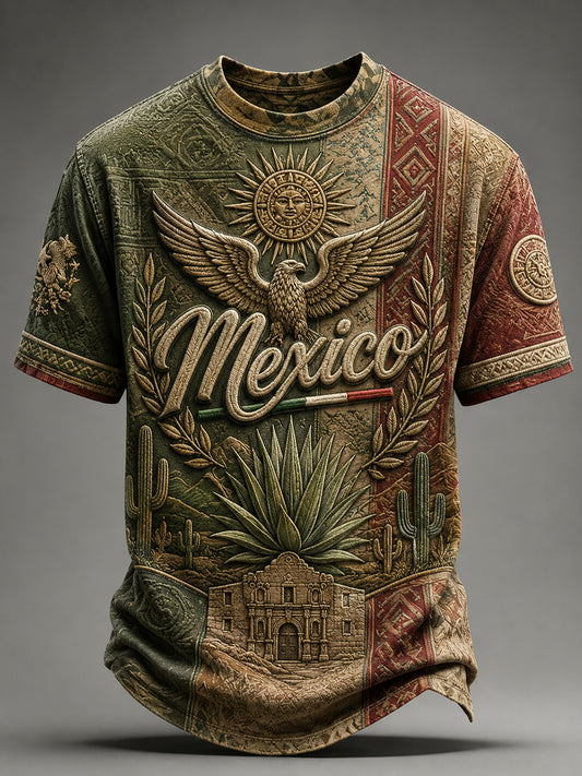 Men’s Art Print Independence Day Mexican-Style Casual T-Shirt