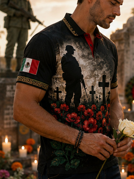 Men's Mexican Independence Day Commemorative Art Print Polo
