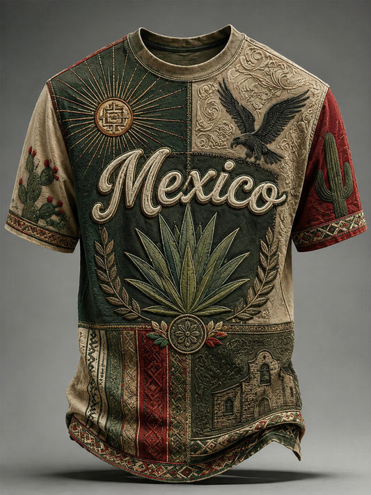 Men’s Art Print Independence Day Mexican-Style Casual T-Shirt