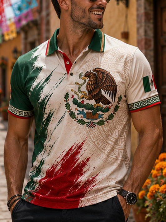 Men's Mexican Independence Day Commemorative Art Print Polo