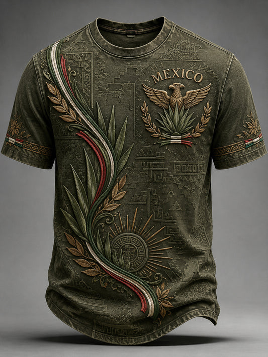 Men’s Art Print Independence Day Mexican-Style Casual T-Shirt
