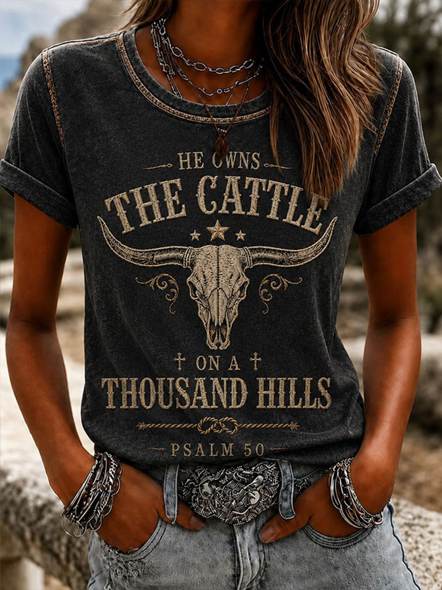 Women's He Owns The Cattle Short-sleeved T-shirt