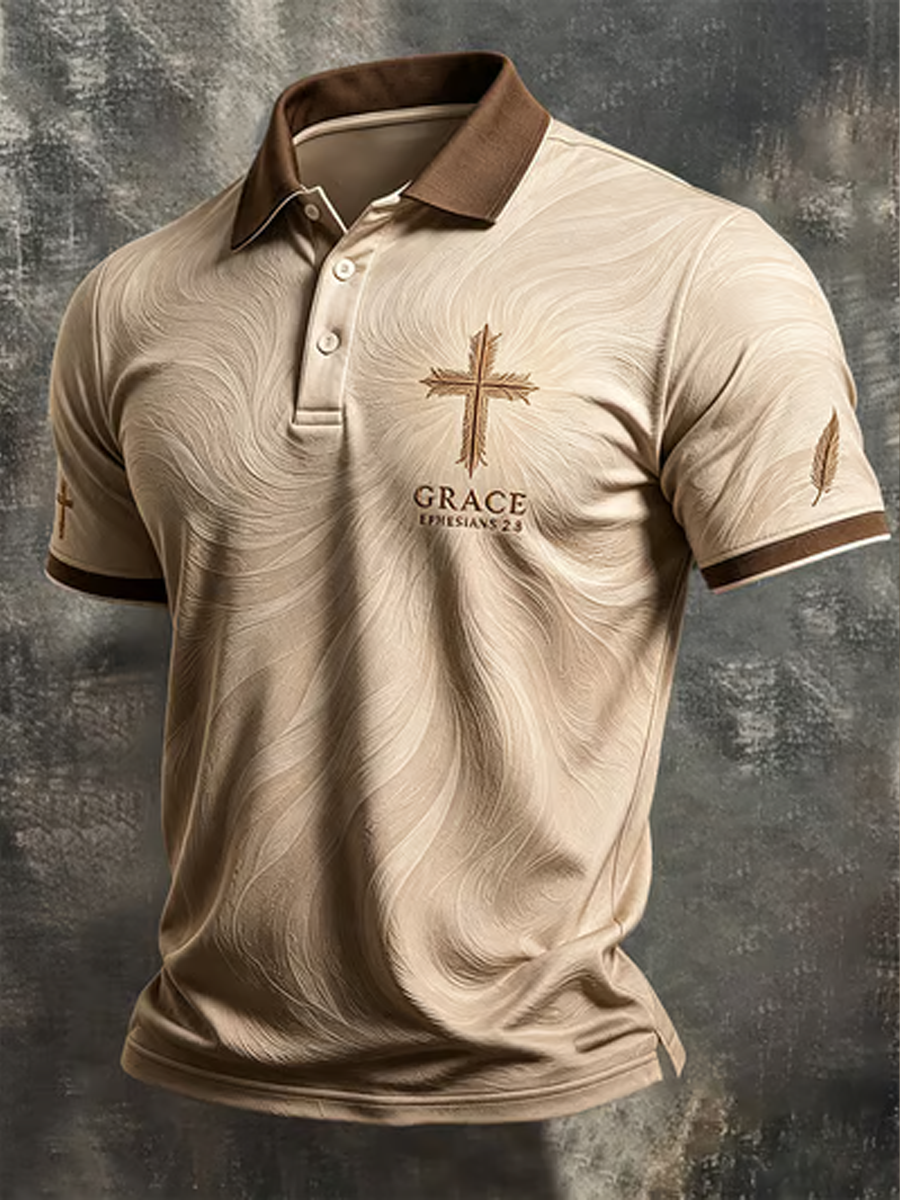 Men's Western-style Faith print polo shirt