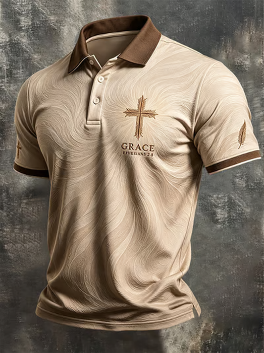 Men's Western-style Faith print polo shirt