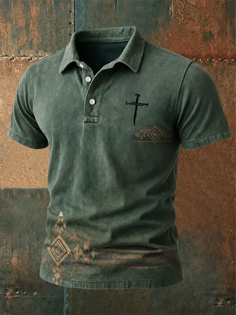 Men's Western-style Faith print polo shirt