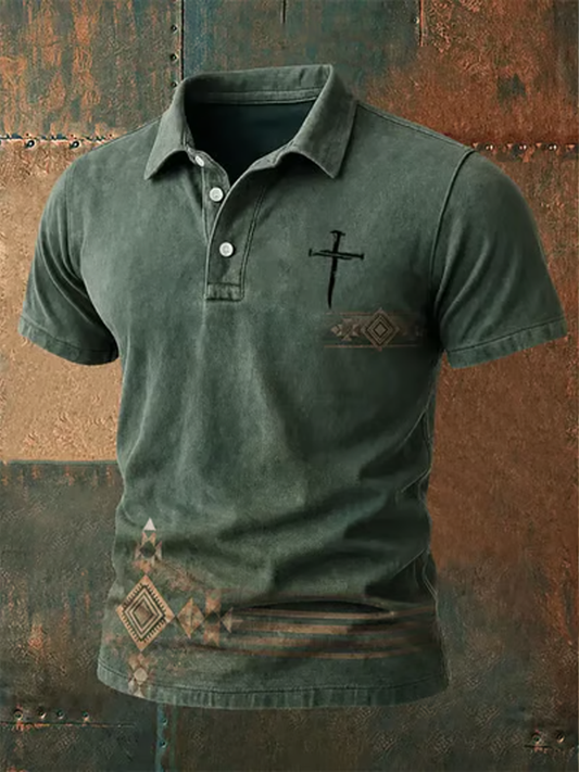 Men's Western-style Faith print polo shirt