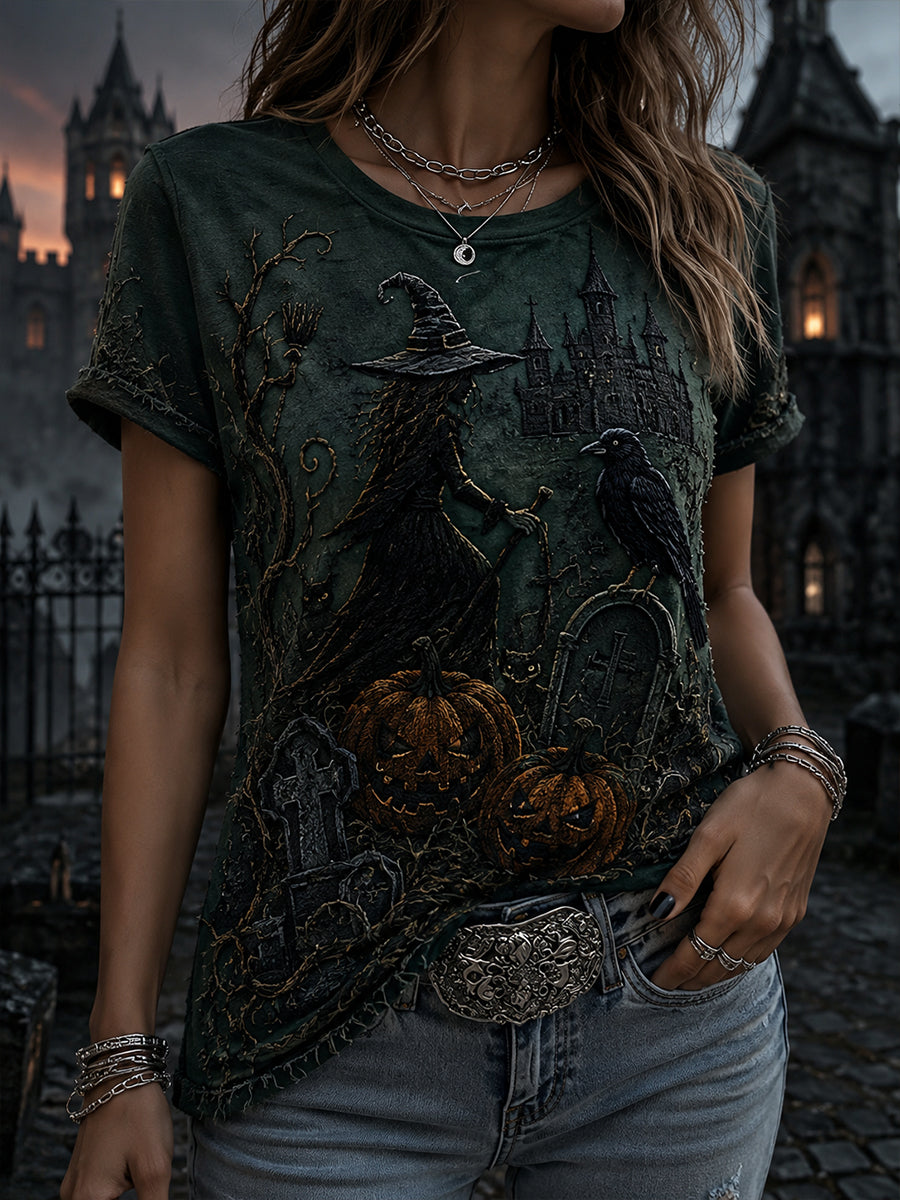 Women's Halloween Commemorative Art Print T-Shirt