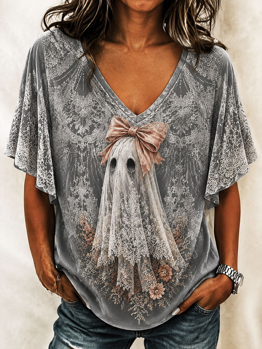 Women's Halloween Ghost Casual T-Shirt