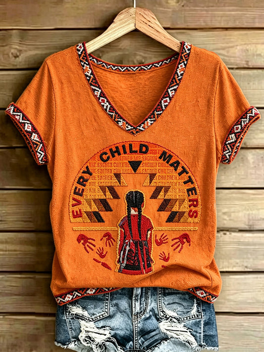 Women's  Every Child Matters Printed Vintage Fashion Loose Short Sleeve T-Shirt