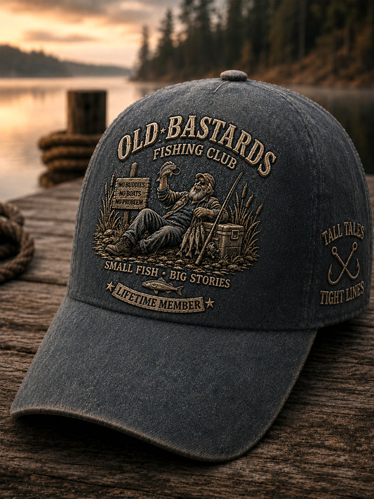 Unisex Funny Old Bastards Fishing Club Lifetime Member Print Hat