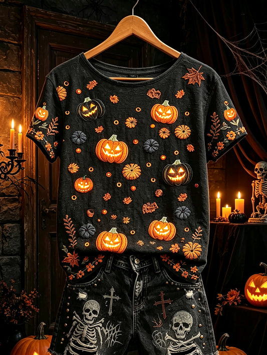 Women's Gothic style element print casual short-sleeve T-shirt