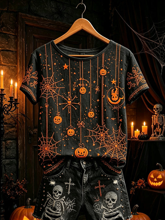 Women's Gothic style element print casual short-sleeve T-shirt