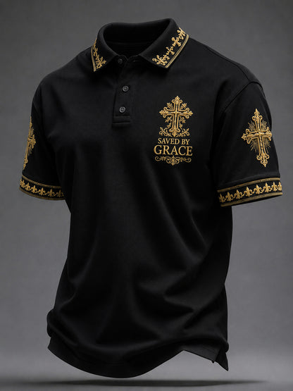 Men's 'Saved By Grace' Print Casual Top