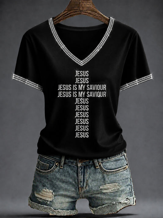 Women's Faith Printed V-neck T-shirt