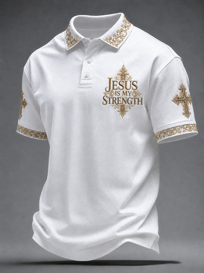 Men's 'Jesus Is My Strength' Printed Casual Top