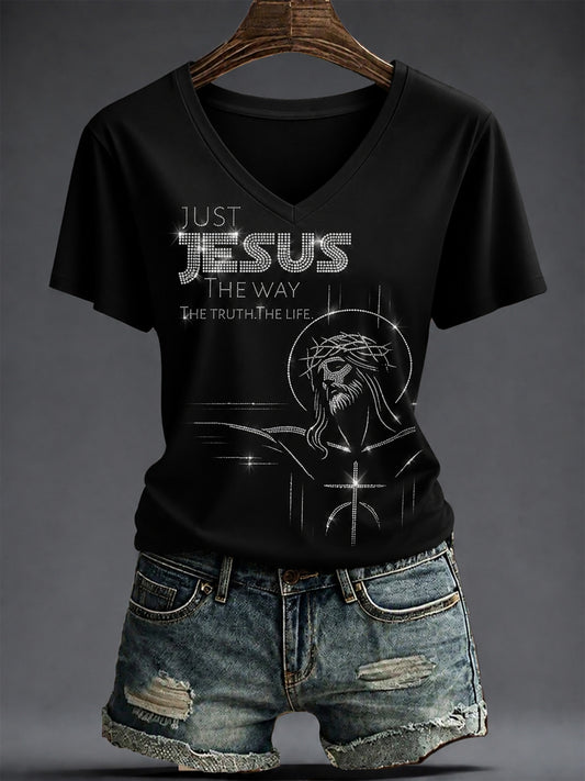 Women's Faith Printed V-neck T-shirt