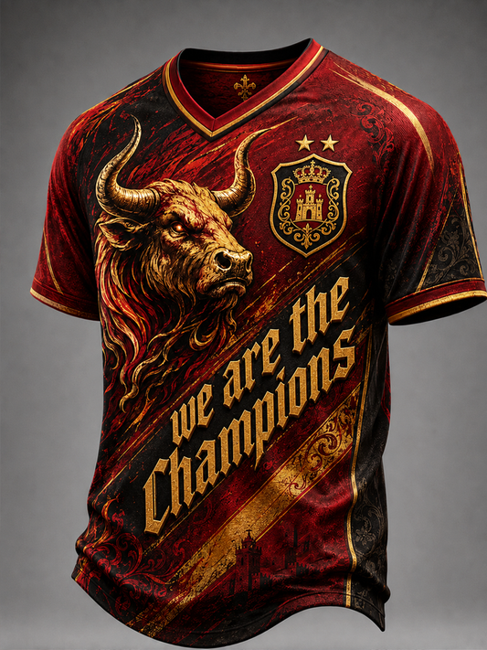 Men's Spain We Are the Champions V-neck T-shirt