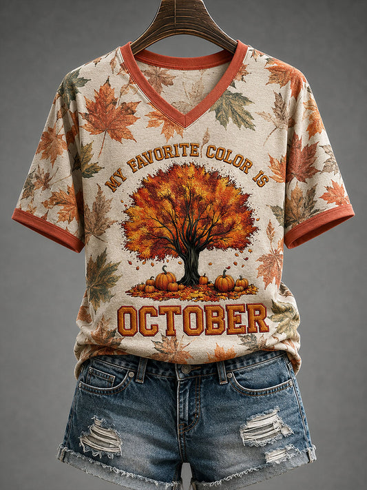 Women's My Favorite Color Is October Short-sleeved T-shirt