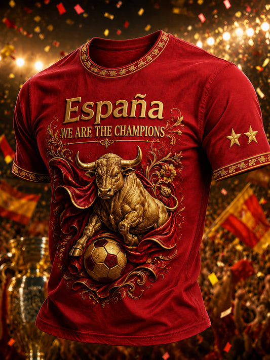 Men's Spanish Football Print T-Shirt