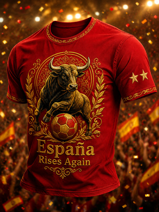 Men's Spanish Football Print T-Shirt