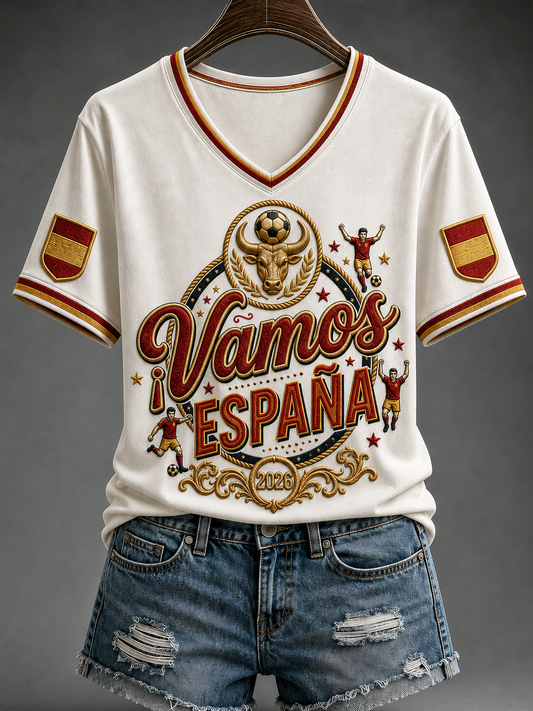 Women's Spanish Football Short-sleeved T-shirt