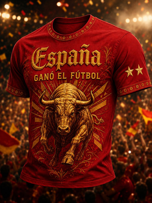 Men's Spanish Football Print T-Shirt