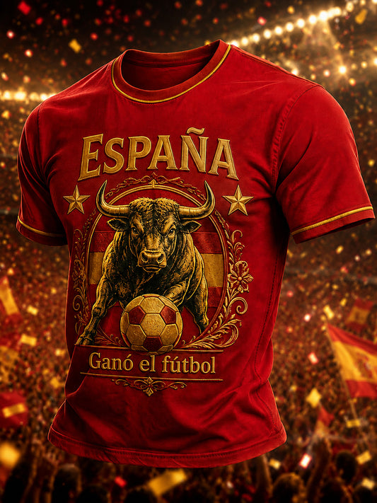 Men's Spanish Football Print T-Shirt