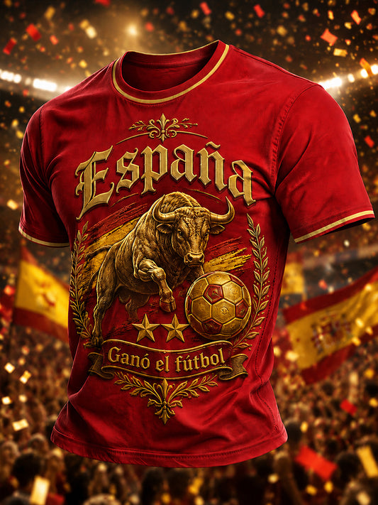 Men's Spanish Football Print T-Shirt
