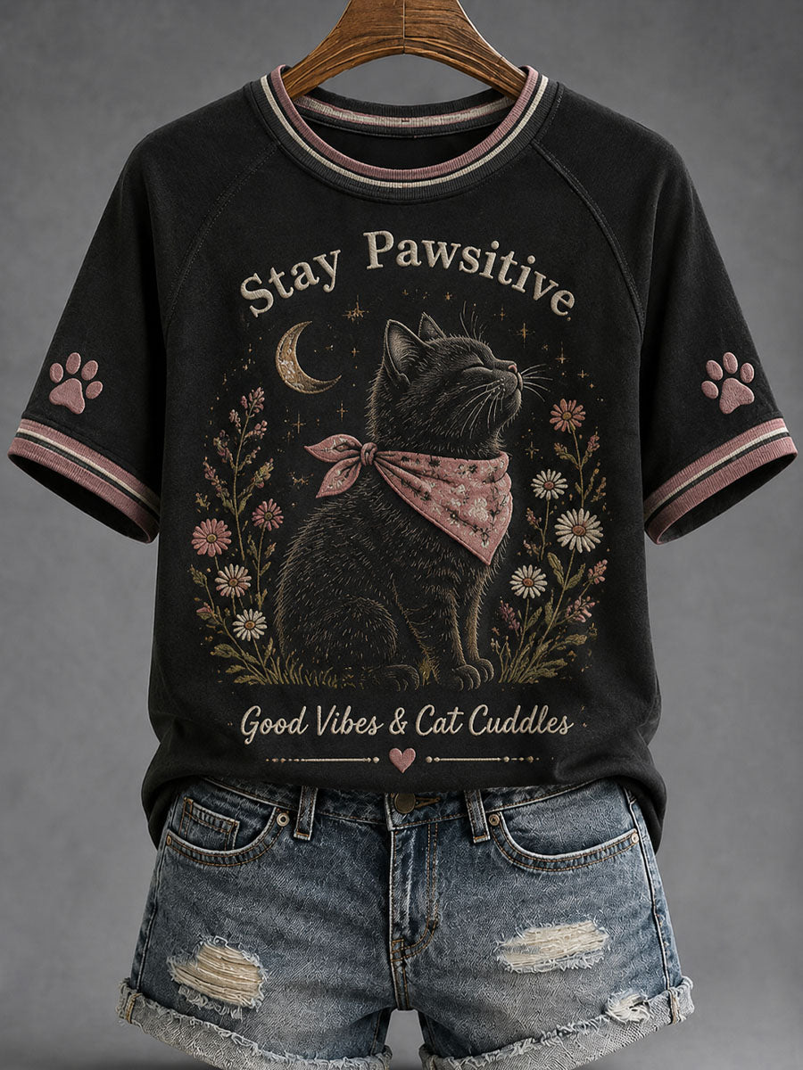 Women’s International Cat Day Art Print Casual Short-Sleeve T-Shirt