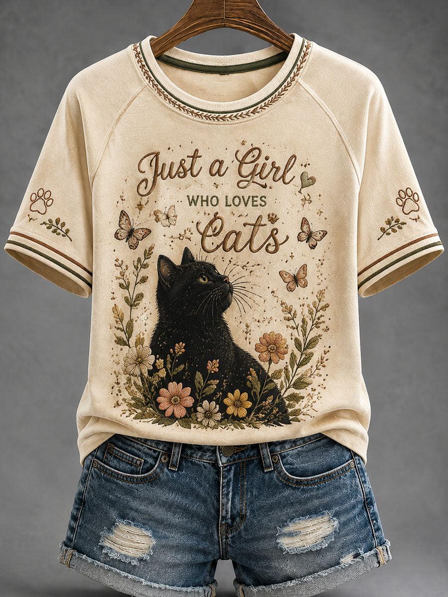 Women’s International Cat Day Art Print Casual Short-Sleeve T-Shirt