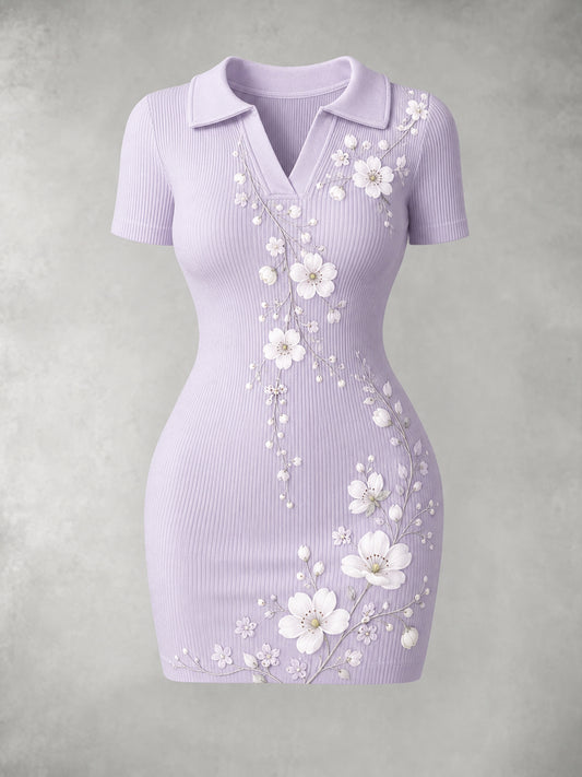 Women's Cotton And Linen Style Floral Print Bodycon Skirt
