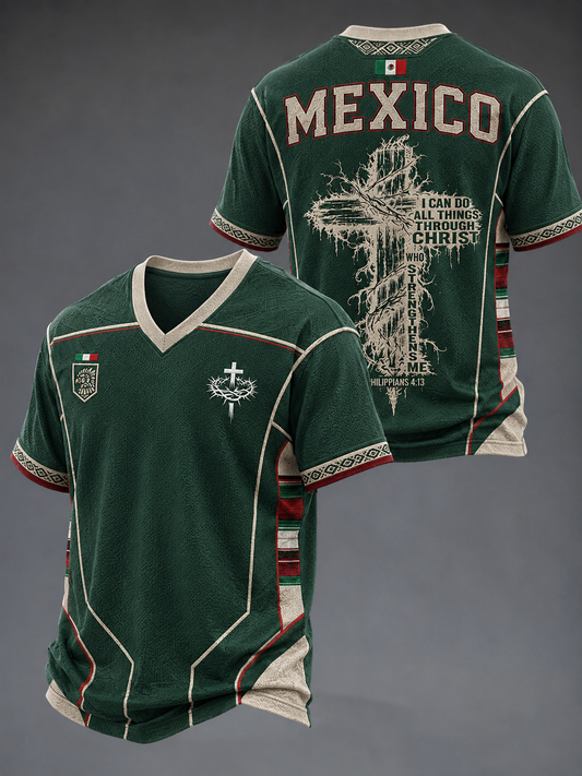Men's Faith In Mexico V-neck T-shirt