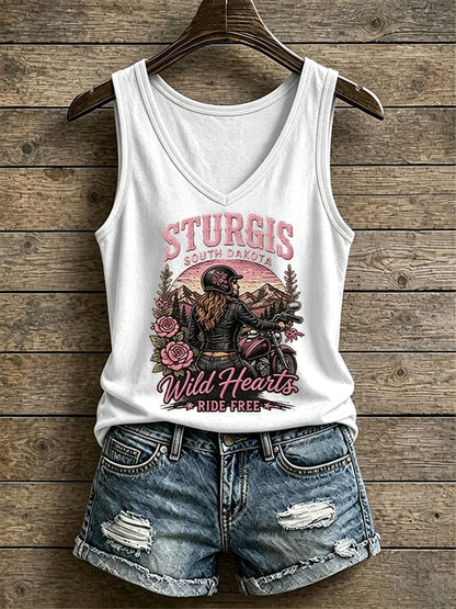 Women's Motorcycle Rally Printed Tank Top