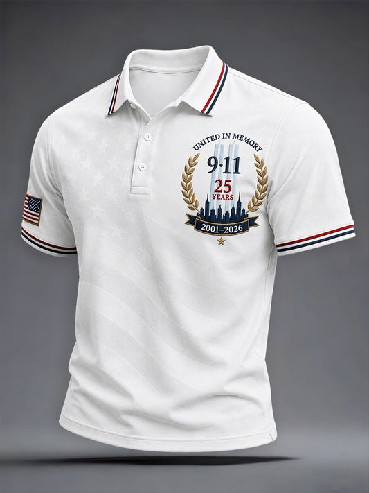 Men's 9/11 25th Anniversary We Will Never Forget Printed Shirt