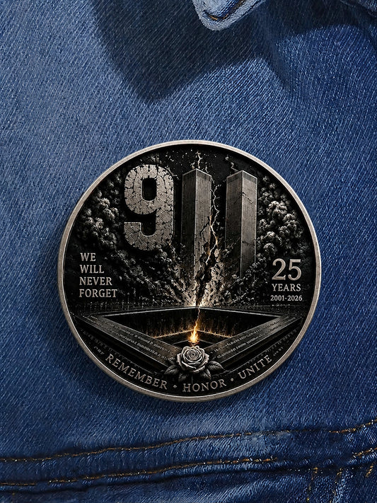 Unisex 9/11 25th Anniversary We Will Never Forget Brooch