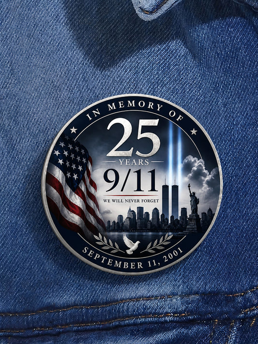 Unisex 9/11 25th Anniversary We Will Never Forget Brooch