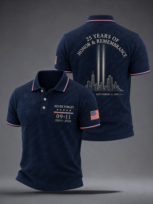 Men's 9/11 25th Anniversary We Will Never Forget Printed Shirt