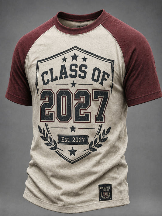 Men’s Back to School Season Printed Casual Short-Sleeve T-Shirt