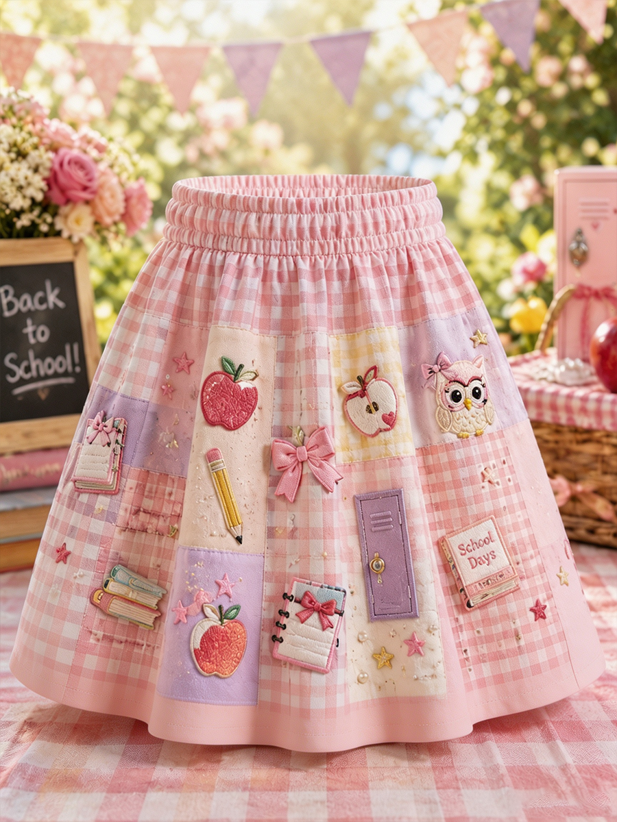 Back-To-School Season Art Printed Irregular Skirt