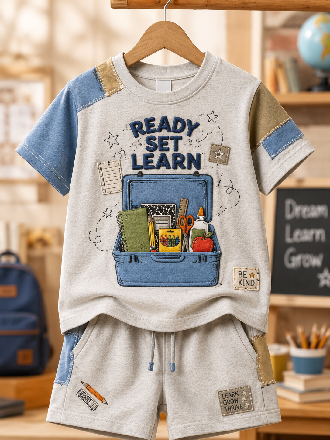Back-To-School Season Short-Sleeve Shirt Set
