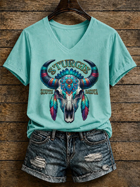 Women's Motorcycle Rally Printed T-shirt