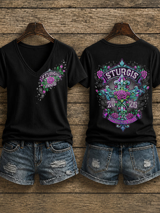 Women's Motorcycle Rally Printed T-shirt