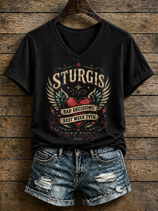 Women's Motorcycle Rally Printed T-shirt