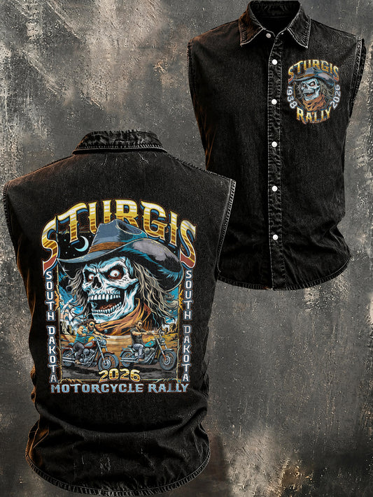 Men's Motorcycle Rally Printed Sleeveless Shirt