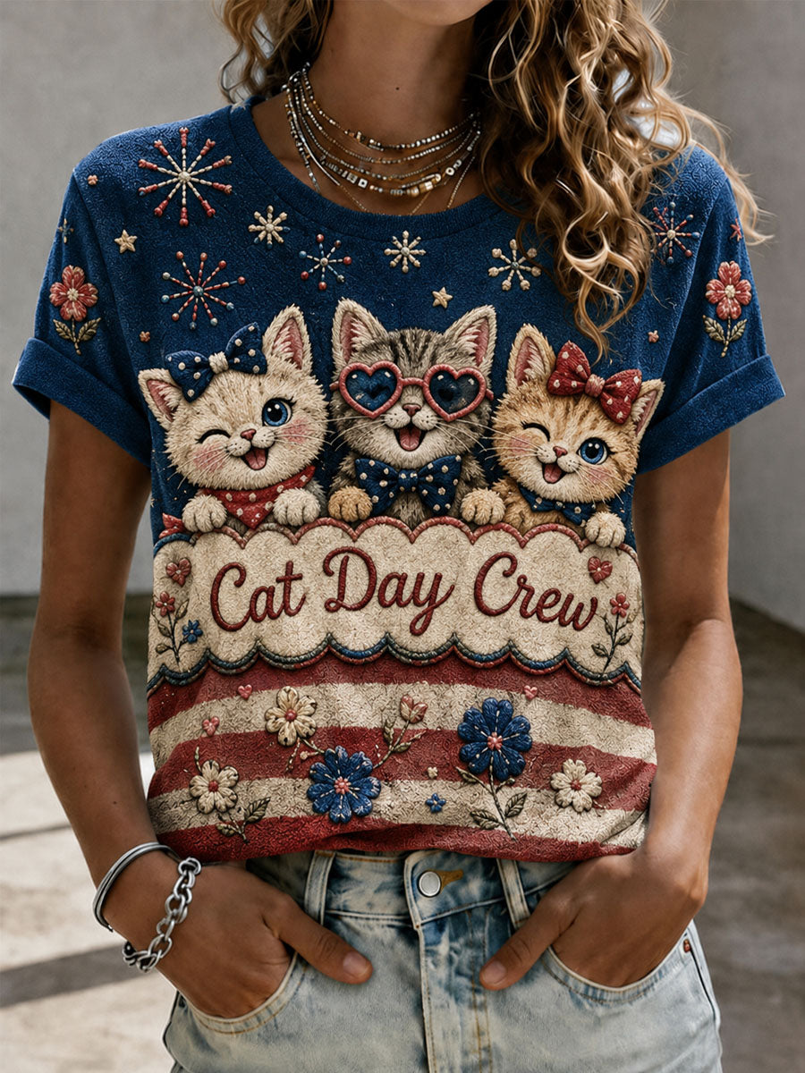 Women’s Cat Lover’s Day Printed Casual Short-Sleeve T-Shirt