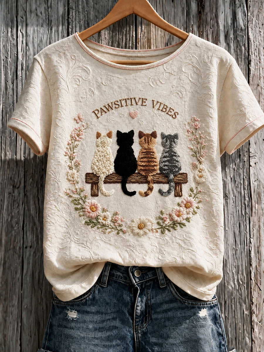 Women’s Cat Lover’s Day Printed Casual Short-Sleeve T-Shirt